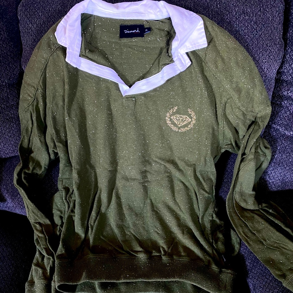 Diamond supply co XL padded collared sweatshirt